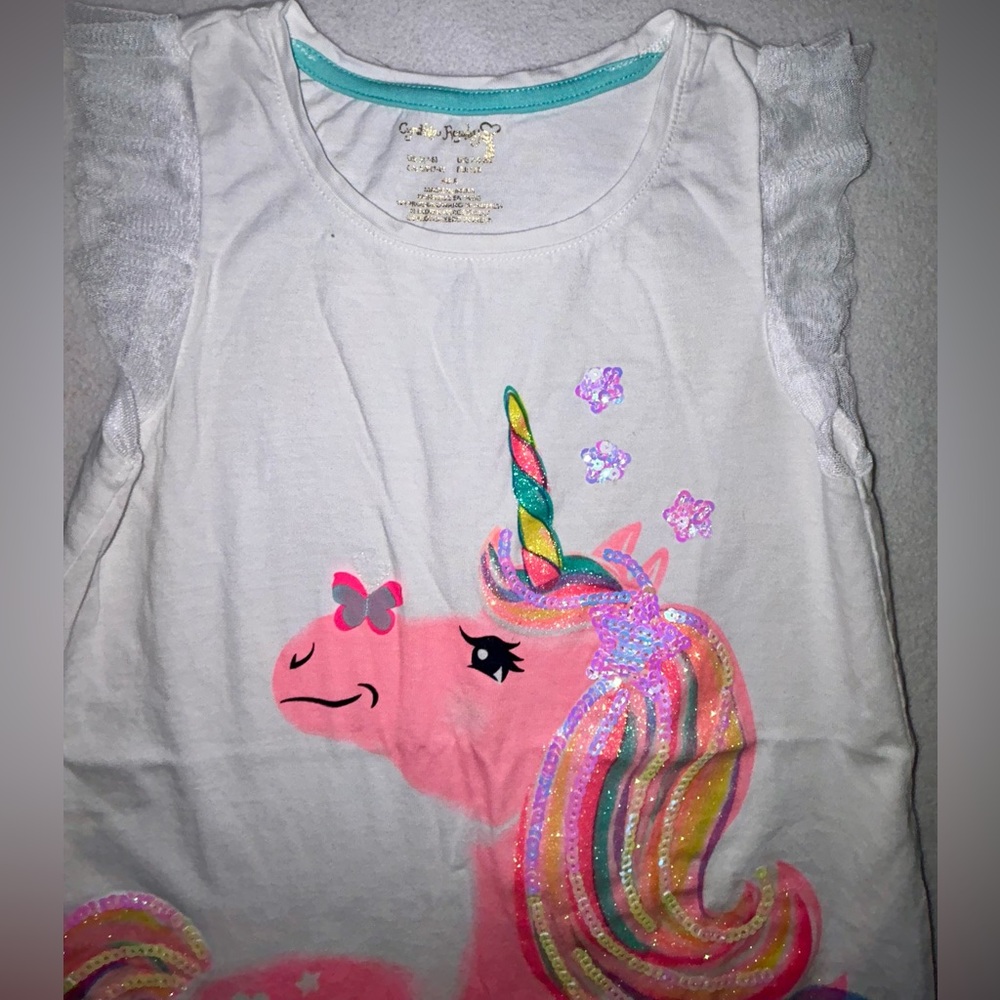 NWOT Cynthia Rowley Unicorn Print Top and Polka Dot Leggings Set - Picture 4 of 11